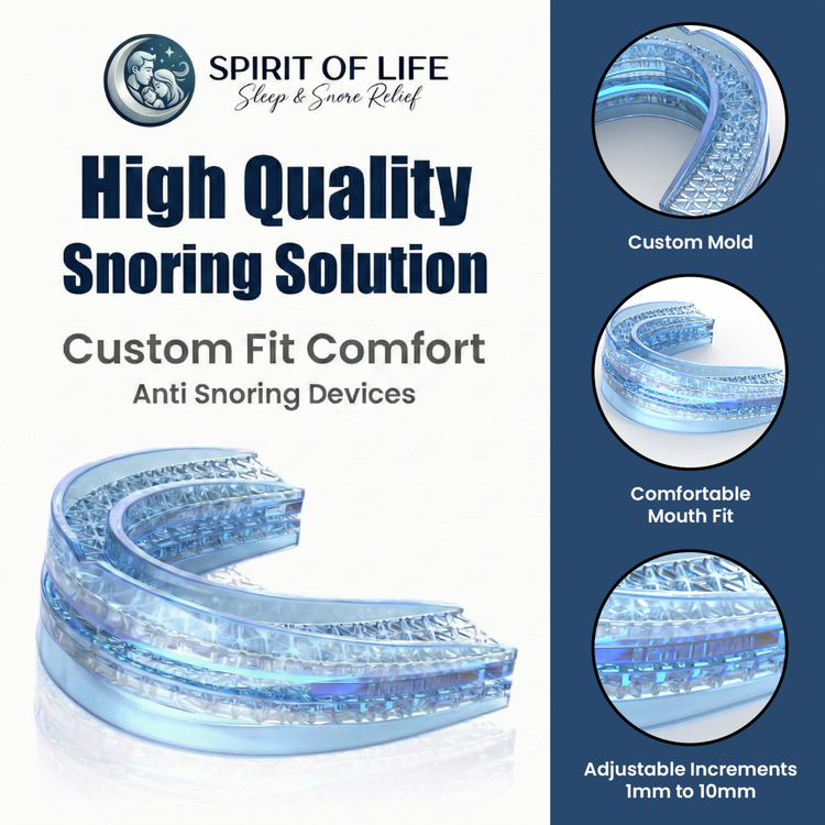 Detailed view of the adjustable lower tray technology for a personalized snoring treatment fit.