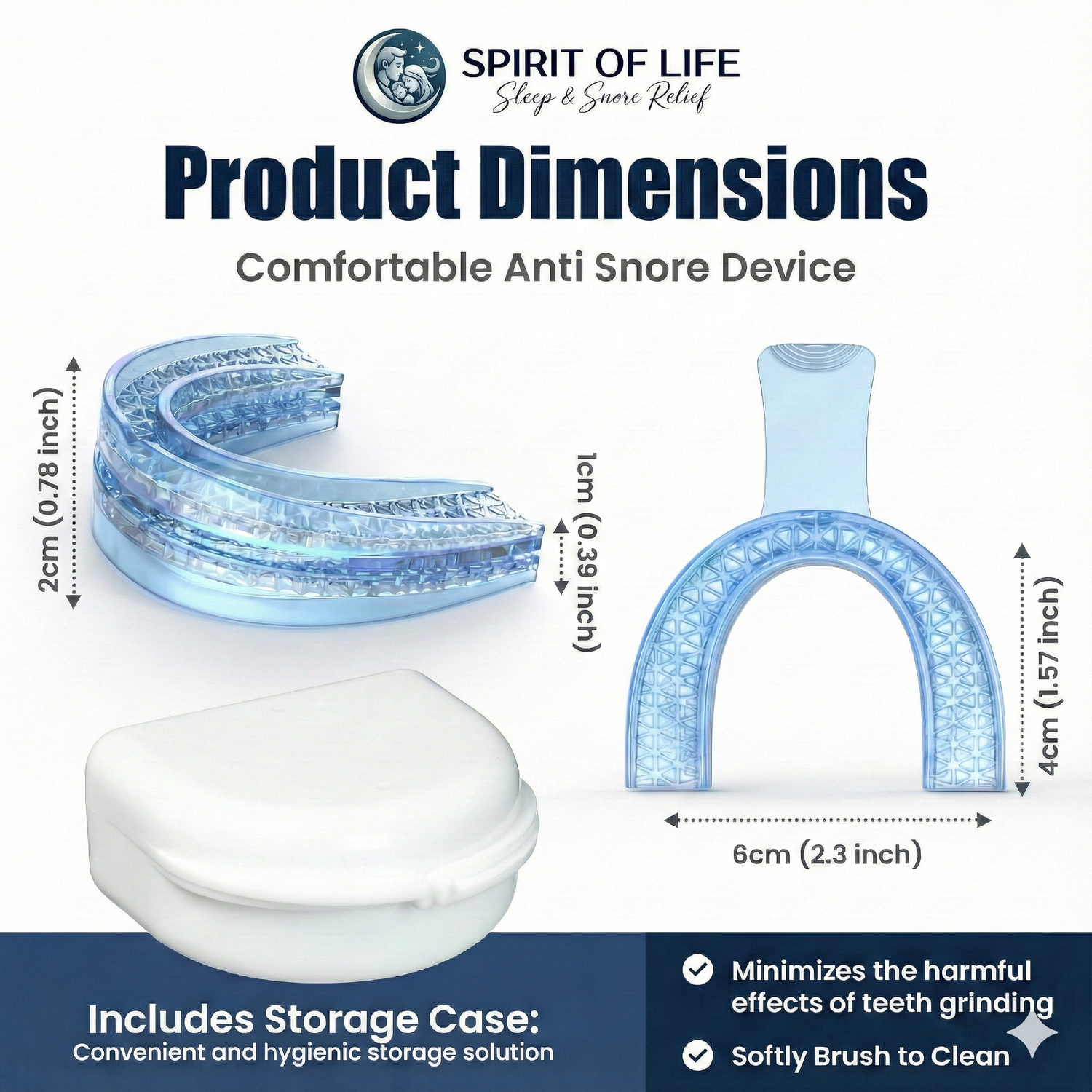 Detailed view of the adjustable lower tray technology for a personalized snoring treatment fit.